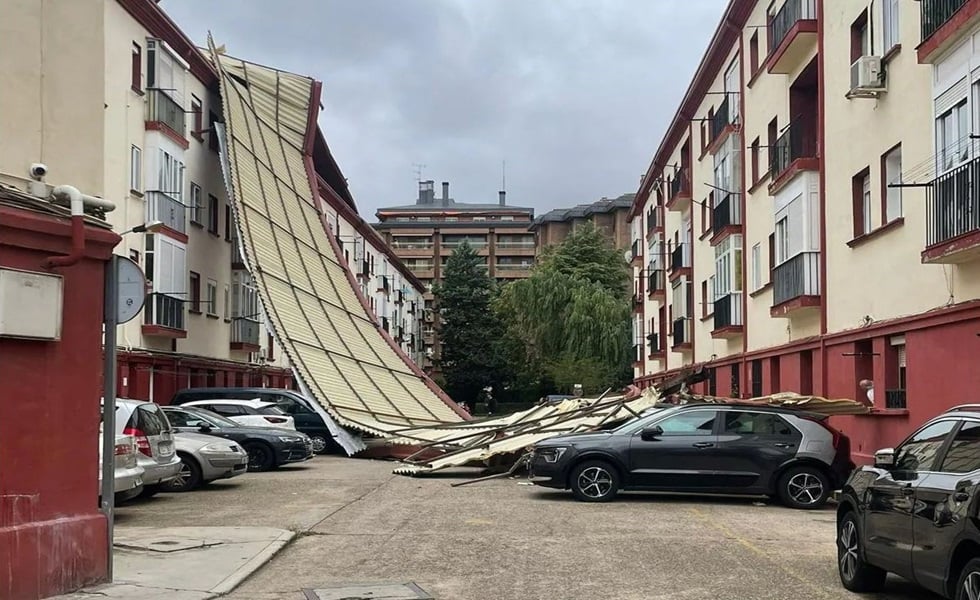 “Efeito vela” devido a ventos fortes em Valladolid, Espanha